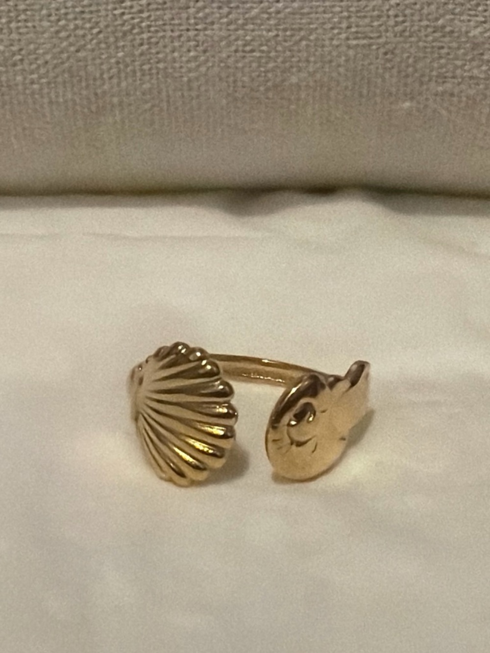 Gold Shell and Fish Open Ring - Women's Fashion Jewelry